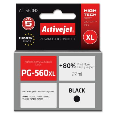 Activejet AC-560NX Tinte (Ersatz für Canon PG-560XL; Supreme; 22 ml; Schwarz)