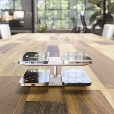 10. Zens Aluminium Series Quattro Pro 4 Kabelloses Ladegerät mit 65W 4x 15W Qi2 Netzteil Weiß ZEQC01W/00