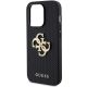 6. Guess Lederhülle mit perforiertem 4G-Glitzer-Logo für iPhone 15 Pro – Schwarz