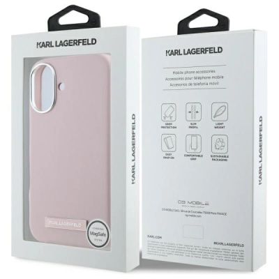 8. Karl Lagerfeld FW Metal Plate MagSafe Hülle für iPhone 16 – Rosa