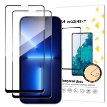 Wozinsky 2er-Set extrem haltbare, vollflächig verklebte Displayschutzfolien aus gehärtetem Glas mit Rahmen, kompatibel mit Hüllen für iPhone 17e/16e, iPhone 14, iPhone 13 Pro/iPhone 13, Schwarz
