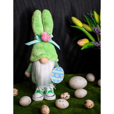 5. Zwergenhase, 25 cm, grün, in Turnschuhen, Frühlingsdekoration