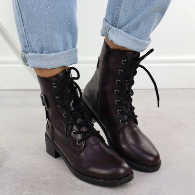 5. Damen-Ankle-Boots in Burgunderrot mit Schnalle, Rieker 75431-35