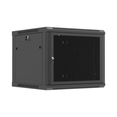 16. Lanberg 19" 9U 600x600 schwarzer Wandschrank mit perforierten Türen (flach verpackt)