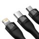 3. Baseus Flash Series II Kabel USB - USB Typ C / Lightning / Micro USB 100 W 1,2 m schwarz (CASS030001)