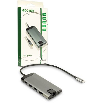 4. Inter-Tech GDC-802 Kabelgebundenes USB 3.2 Gen 1 (3.1 Gen 1) Typ-C-Notebook, Grau