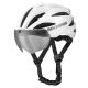 2. Rockbros Fahrradhelm mit Visier, abnehmbarer UV-Brille, Unisex, glänzend – Weiß