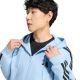 4. adidas Essentials Fleece-Kapuzenjacke mit durchgehendem Reißverschluss und 3-Streifen für Herren, Himmelblau KY4143
