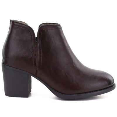 2. Burgunderrote Lederstiefeletten mit Absatz M.Daszyński OL60-1