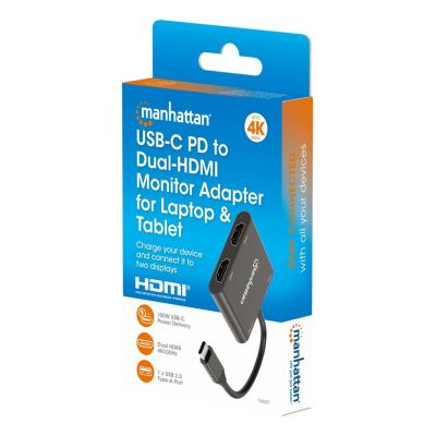 3. Manhattan 154321 Kabeladapter 0,15 m USB Typ-C 2 x HDMI Schwarz