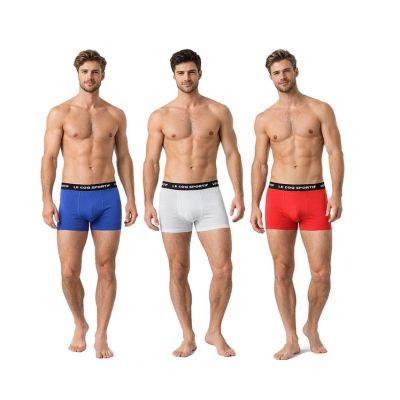 9. Le Coq Sportif Herren-Boxershorts, 3er-Pack, rot, grau, marineblau