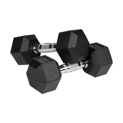 3. HEX 2x7 kg gummierte Gusseisen-Hanteln REBEL ACTIVE