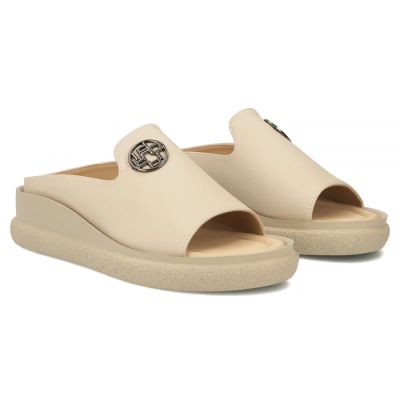 4. Beige Leder-Keilsandalen für Damen, Modell Filippo DK7758