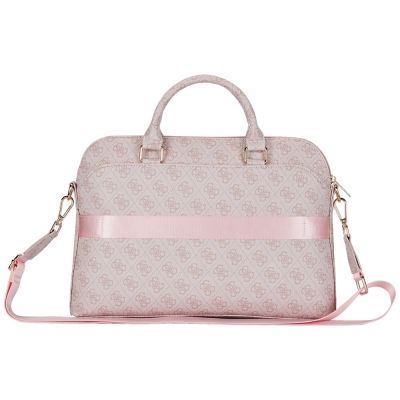2. Guess 4G Zipper Pocket Triangle Logo 15" Laptoptasche - Rosa