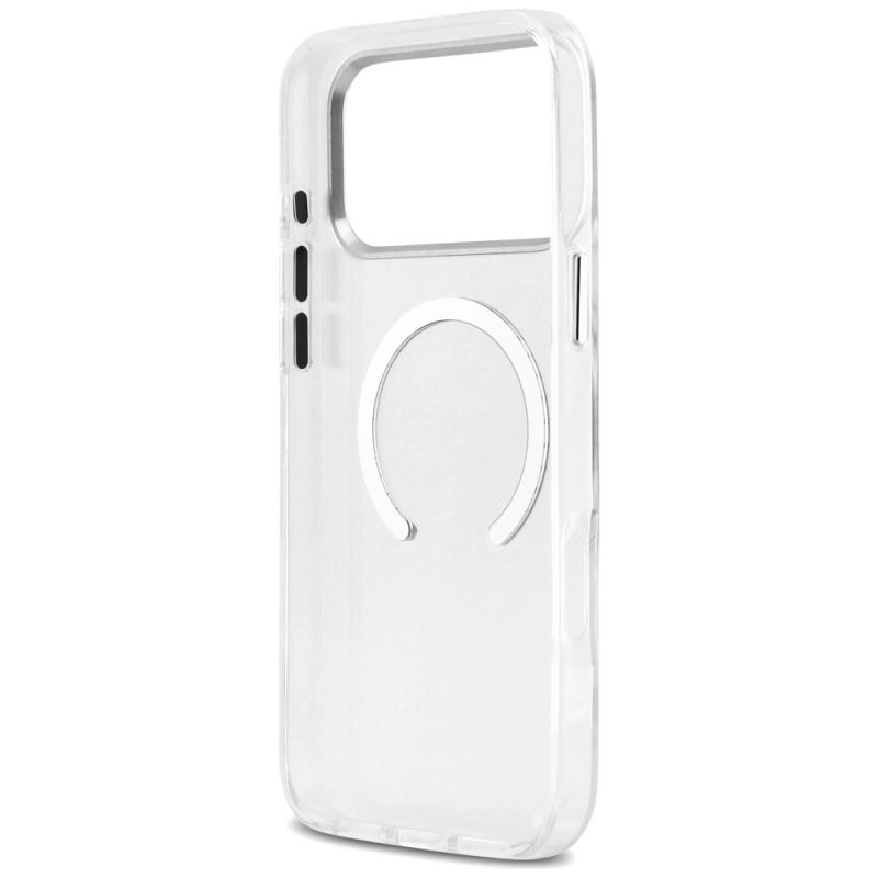 7. Guess Metal Outline MagSafe Hülle für iPhone 17 Pro Max - Silber