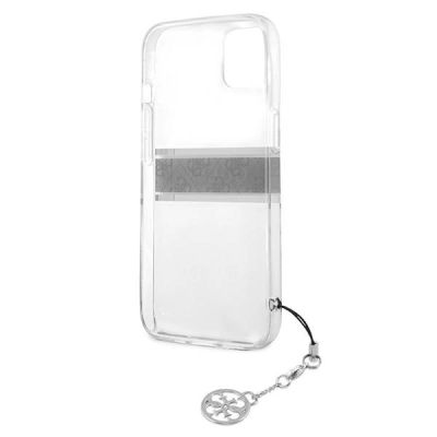 7. Guess GUHCP13SKB4GGR iPhone 13 mini 5.4" Transparente Hardcase 4G Grey Strap Charm