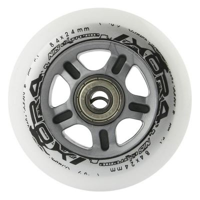 2. PU 84x24 82A WEISS (4 Stück) + ABEC-7 CHROM (8 Stück) NILS EXTREME SET