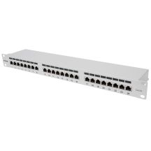 INTELLINET 24-Port Cat6a Patchpanel FTP 1HE grau