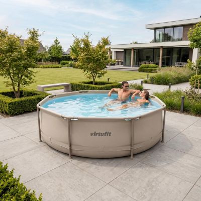 4. VIRTUFIT RUNDER POOL 305 CM MIT FILTPUMPE BEIGE
