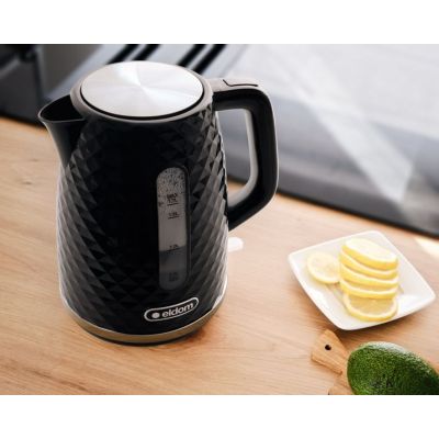 6. ELDOM ELLI WASSERKOCHER, FASSUNGSVERMÖGEN 1,7 L, LEISTUNG 2200 W, SCHWARZ, STREIFEN