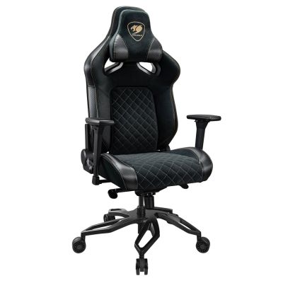 COUGAR CGR-T2F-GLB Universeller Gaming-Stuhl mit gepolsterter, bezogener Sitzfläche, Schwarz