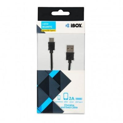 2. IBOX USB-Typ-C-Kabel, 2A 1M IKUMTC (USB 2.0 Typ AM - USB Typ CM; 1m; schwarz)