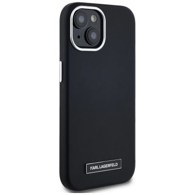 4. Karl Lagerfeld FW Metal Plate MagSafe iPhone 15 Hülle - Schwarz