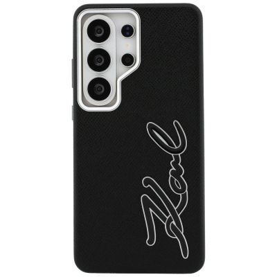 3. Karl Lagerfeld Schutzhülle mit genarbtem Logo aus Metallharz für Samsung Galaxy S26 Ultra – Schwarz