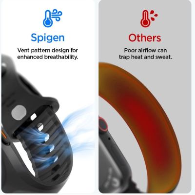 9. Spigen Liquid Air Pro Schutzhülle mit Armband + 9H-Hartglas für Apple Watch Ultra 49 mm – Schwarz