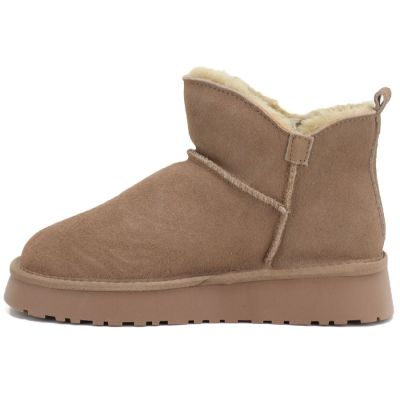 3. Damen-Lederstiefeletten mit beiger Plateau-Schneestiefelsohle Vinceza 97961