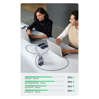 10. Ugreen Nexode Pro 160W GaN-Ladegerät mit USB-C-Kabel, Universal, Schwarz/Grau, AC-Schnellladung, intern