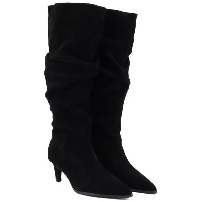 4. Damen-Lederstiefel, gerüscht, schwarz, Vinceza ZHI27-89167