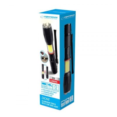 15. ESPERANZA Aluminium-Taschenlampe mit Seitenlicht COB DIONE EOT070