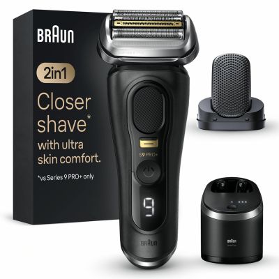 Braun Series 9 Pro+ 9590cc Nass- und Trockenrasierer mit Folienschere, Schwarz