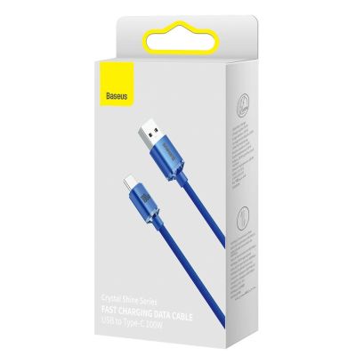 5. Baseus Crystal Shine Series Kabel USB-Kabel für schnelles Aufladen und Datenübertragung USB Typ A - USB Typ C 100 W 1,2 m blau (CAJY000403)