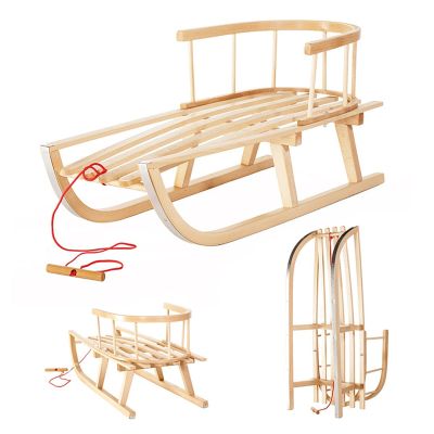 2. Klassischer Holzschlitten mit Rückenlehne GreenBlue GB136