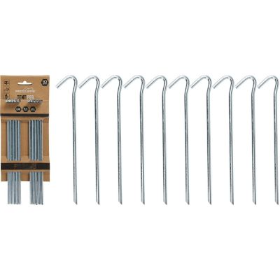 6. Zeltnägel 23 cm, Set mit 10 Metall-Rotklippen