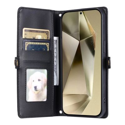 2. Samsung Galaxy A56 5G Leder-Wallet-Case mit Standfunktion und Tragegurten – Schwarz