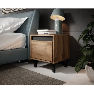 3. NORD Nachttisch, 2-teilig, 40 x 38 x H 45 cm, Wotan-Eiche/Anthrazit
