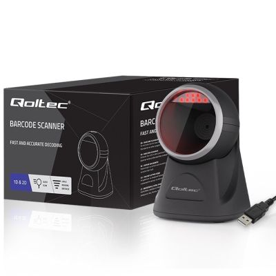 10. Qoltec Stationärer Präzisions-Barcode- und QR-Code-Scanner (1D | 2D)