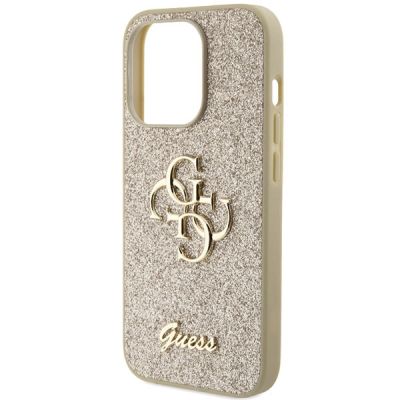 6. Guess Glitter Script Big 4G iPhone 15 Pro Hülle - Gold