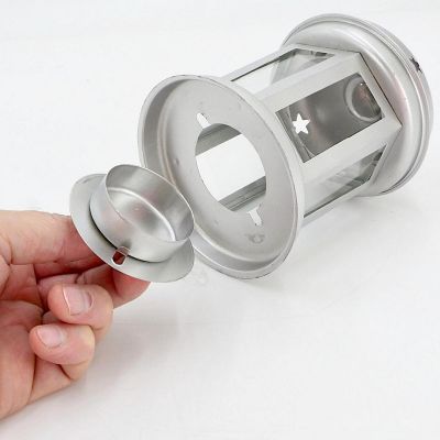 3. Teelicht-Laternen-Kerzenhalter 15 cm Silber