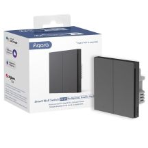 Aqara Smart Wandschalter H1 EU (ohne Neutralleiter, Doppelwippe) - Grauer Lichtschalter