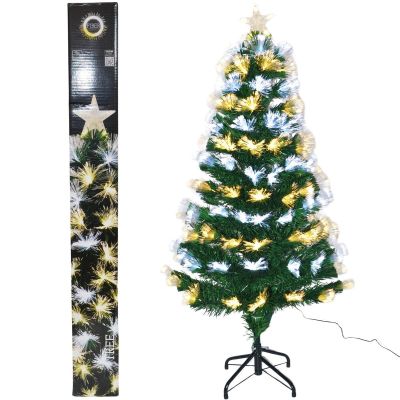 11. Dekorativer Weihnachtsbaum aus Glasfaser, warmweiß/kaltweiß, 120 cm