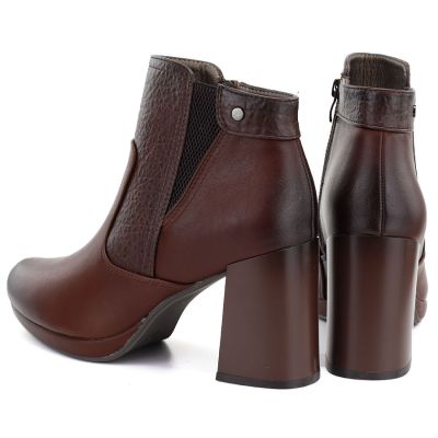 5. Damen-Ankle-Boots mit Blockabsatz und Plateau, gefüttert, dunkelbraun, M.Daszyński AF125B-1
