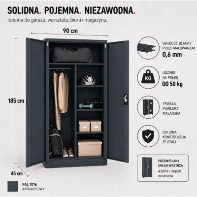 9. Iron Mate SATURN Metall-Werkzeugschrank 185x90x45 Anthrazit RAL7016