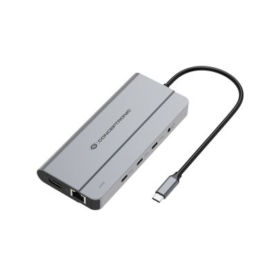 3. Conceptronic DONN34G Dockingstation, kabelgebunden, USB 3.2 Gen 2 (3.1 Gen 2), Typ-C, Grau