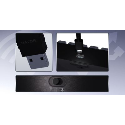 13. HATOR Skyfall Pro Wireless 65 Gaming-Tastatur USB + RF Wireless + Bluetooth QWERTZ US Englisch Schwarz, Grau