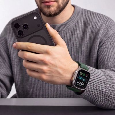 4. Tech-Protect Nylon Pro Armband für Apple Watch 44 / 45 / 46 / 49 mm – Dunkelgrün