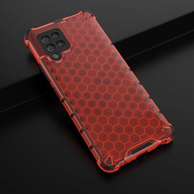4. Honeycomb Handyhülle Schutzhülle mit TPU Rahmen für Samsung Galaxy A42 5G rot